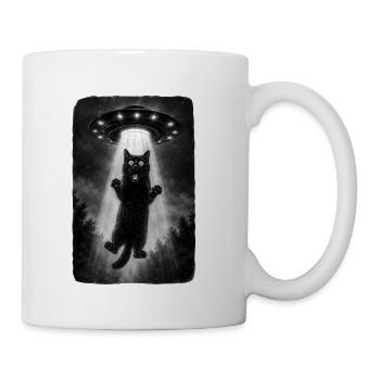 Black Cat Alien Abduction - Coffee/Tea Mug - white - Right