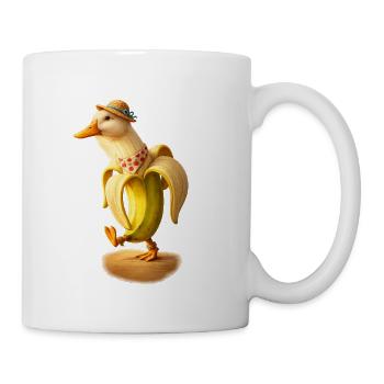 Cute Banana Duck Wearing Straw Hat - Funny Cottage - Coffee/Tea Mug - white - Right
