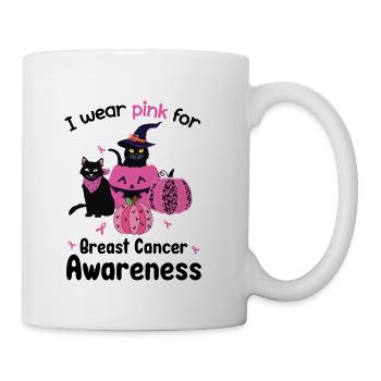 Pink Halloween Cats and Pumpkins - Coffee/Tea Mug - white - Right