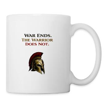 War Ends The Warrior Does Not - Spartan Helmet - Coffee/Tea Mug - white - Right
