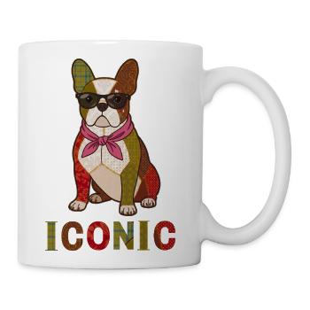 Iconic French Bulldog Sunglasses Patchwork - Coffee/Tea Mug - white - Right