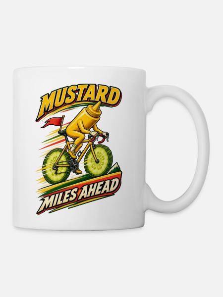 Mustard Miles Ahead Cycling - Coffee/Tea Mug - white