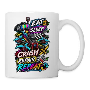 Eat Sleep Crash Repeat FPV Drone Shirt - Coffee/Tea Mug - white - Right