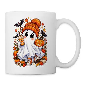Cute Spooky Ghost T-Shirt, Halloween - Coffee/Tea Mug - white - Right