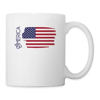 T shirt screen printing with a brush design flag - Coffee/Tea Mug - white - Right