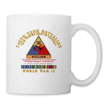 Army 745th Tank Battalion Villian w SSI Name Tape - Coffee/Tea Mug - white - Right