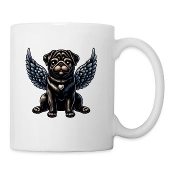 Cute Pug Angel Gothic Baroque Style - Coffee/Tea Mug - white - Right