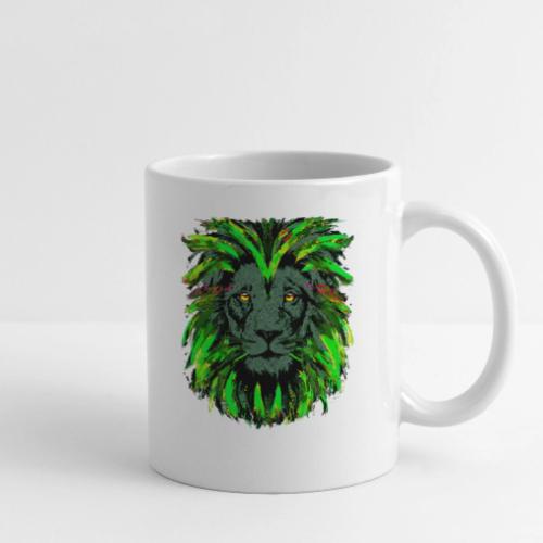 Green Lion Head Portrait Drawing - Green Lion - Coffee/Tea Mug