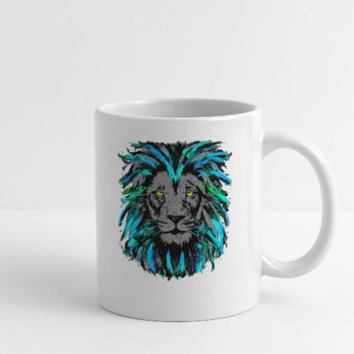 Turquoise Lion Head Drawing - Zodiac Leo - Coffee/Tea Mug
