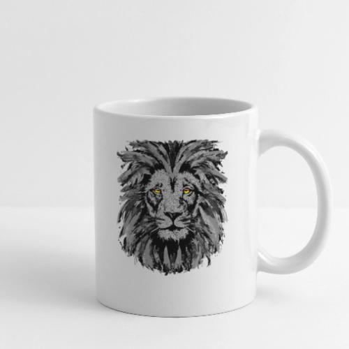 Artistic Lion Head Portrait Drawing - Gray Lion - Coffee/Tea Mug