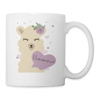 Cute Llama Llamour Valentine - Coffee/Tea Mug - white - Right