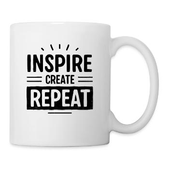 Inspire Create Repeat, Motivational Quote, Creati - Coffee/Tea Mug - white - Right