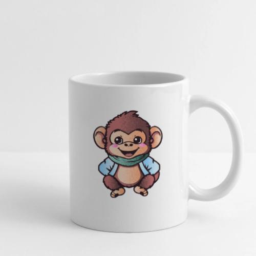 Adorable Happy Monkey in Scarf - Coffee/Tea Mug