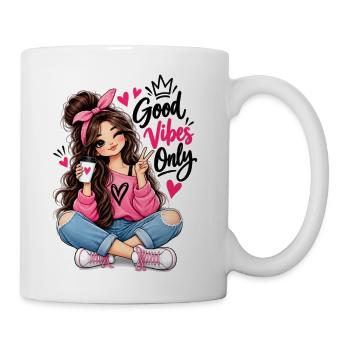 Cute girl with Coffee  - Coffee/Tea Mug - white - Right