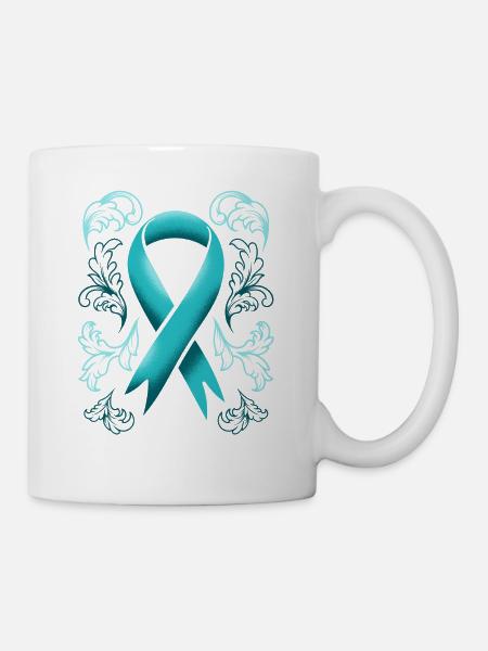 Ovarian Cancer Awareness Ribbon - Coffee/Tea Mug - white