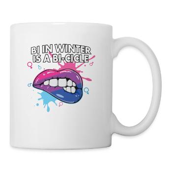 Bi In Winter Is A Bi-cicle Bisexual Rainbow Pride - Coffee/Tea Mug - white - Right
