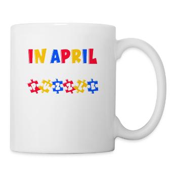 In April We Wear Puzzle Pieces Colored Autism - Coffee/Tea Mug - white - Right