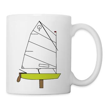 Optimist Sailing Dinghy - Coffee/Tea Mug - white - Right