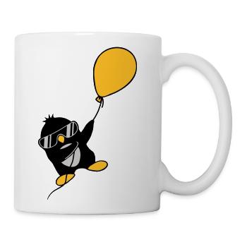 Balloon penguin flying away - Coffee/Tea Mug - white - Right