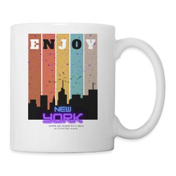 Black White Bold Enjoy New York T shirt - Coffee/Tea Mug - white - Right