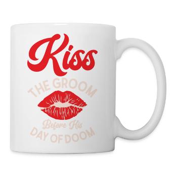 Bachelor Wedding Day Doom Kissing Groom - Coffee/Tea Mug - white - Right