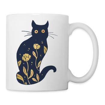 Dark Blue And Gold Cat - Coffee/Tea Mug - white - Right