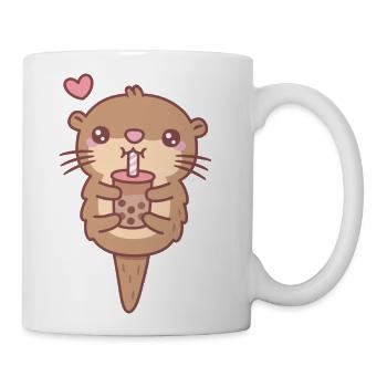 Cute Little Otter Loves Boba Tea - Coffee/Tea Mug - white - Right