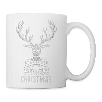 Merry Antlers: Festive Mono Sketch - Coffee/Tea Mug - white - Right