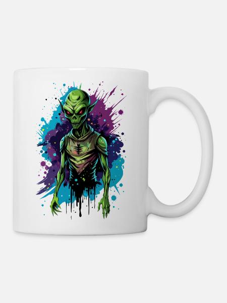 Neon Zombie Alien Splash - Coffee/Tea Mug - white