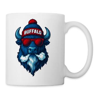 Cool Blue Buffalo Beanie Sunglasses Spirit Animal - Coffee/Tea Mug - white - Right