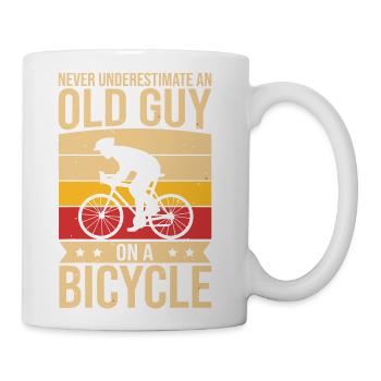 Old Guy on a Bicycle Retro Silhouette - Coffee/Tea Mug - white - Right
