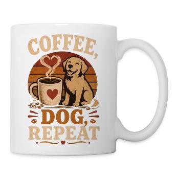 Coffee Dog Repeat Funny Coffee Lover - Coffee/Tea Mug - white - Right