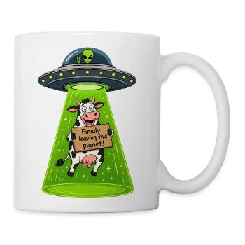 Cow Abduction UFO Escape - Coffee/Tea Mug - white - Right