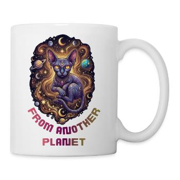 Sphynx Cat From Another Planet Cosmic Art - Coffee/Tea Mug - white - Right