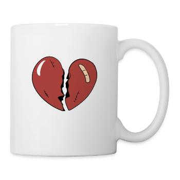 cartoon broken heart red - Coffee/Tea Mug - white - Right