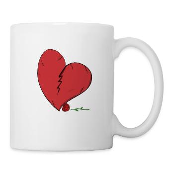 broken heart sad red - Coffee/Tea Mug - white - Right