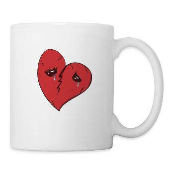 broken heart cartoon sad red - Coffee/Tea Mug - white - Right