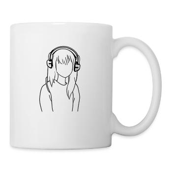 Girl cartoon manga headphones - Coffee/Tea Mug - white - Right