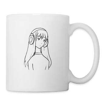 Girl headphones manga anime - Coffee/Tea Mug - white - Right