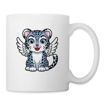 Blue tiger cat with angel wings dreamlike - Coffee/Tea Mug - white - Right
