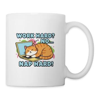 Nap Hard Cat on Laptop - Coffee/Tea Mug - white - Right