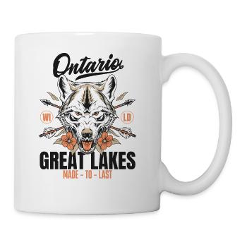 Great lakes Ontario home of the wolf - Coffee/Tea Mug - white - Right