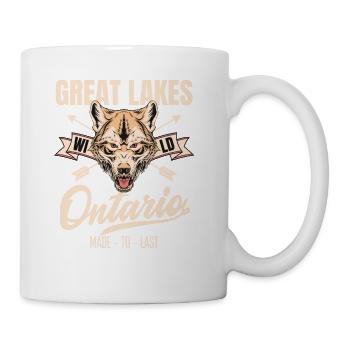 Great lakes Ontario home of the wolf - Coffee/Tea Mug - white - Right