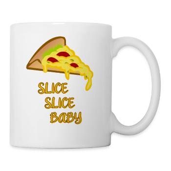 slice slice baby pizza slice funny food humor - Coffee/Tea Mug - white - Right