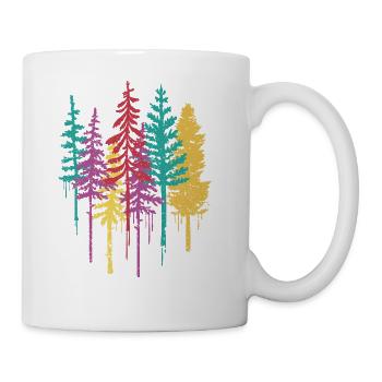 Pine Forest Nature Colorful Trees - Coffee/Tea Mug - white - Right