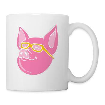 Cute Pig Foodie Gift - Coffee/Tea Mug - white - Right