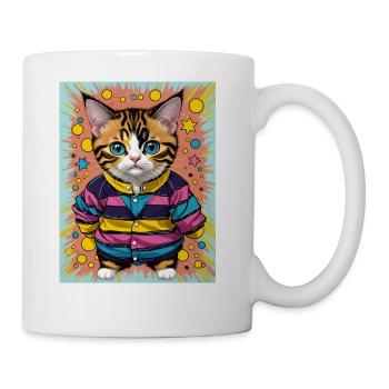 Cuteness Overload: Kitten in a striped Cardigan - Coffee/Tea Mug - white - Right