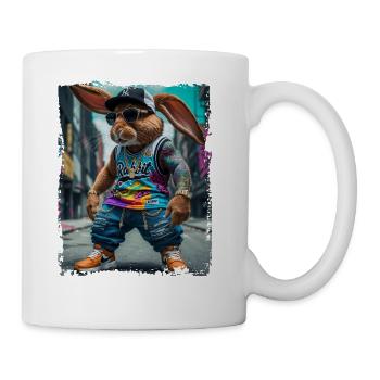 hip hop Rabbit rapper - Coffee/Tea Mug - white - Right