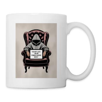 Power Saving Mode Hoodie on Armchair - Coffee/Tea Mug - white - Right