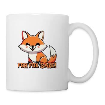 For Fox Sake. Cute Fox Cartoon! - Coffee/Tea Mug - white - Right